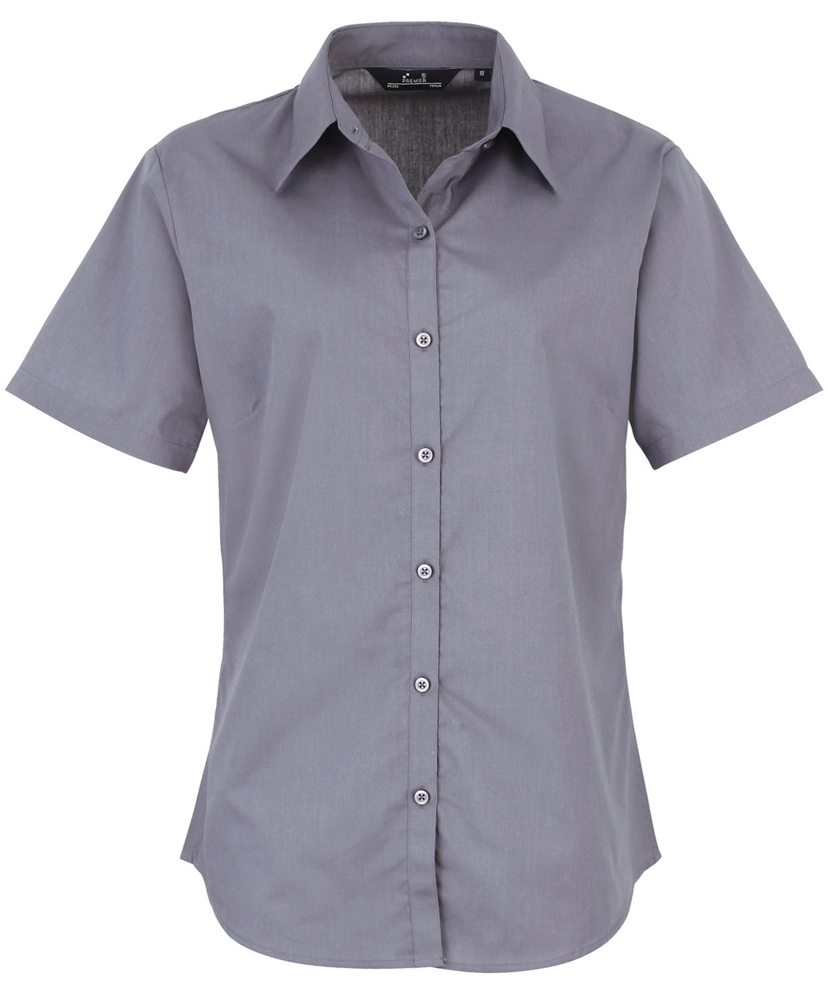 Ladies Poplin Short Sleeve Blouse - Steel